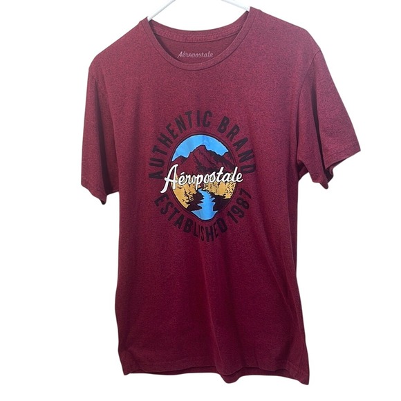 Aeropostale Graphic T-Shirt Authentic Brand Established‎ 1987 Maroon - Picture 1 of 11